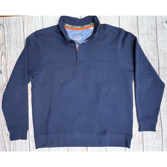 Orvis Signature Quarter Zip Sweatshirt Navy Blue Sweater Size XL - Picture 1 of 5